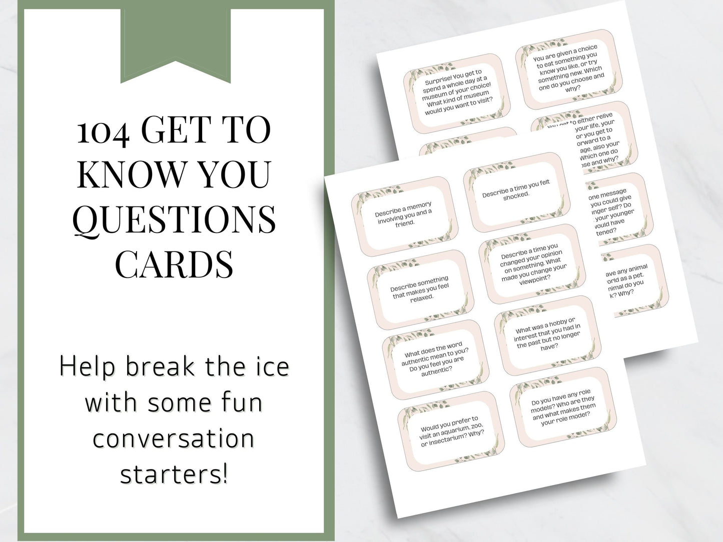 104 Get To Know You Cards- Digital PDF