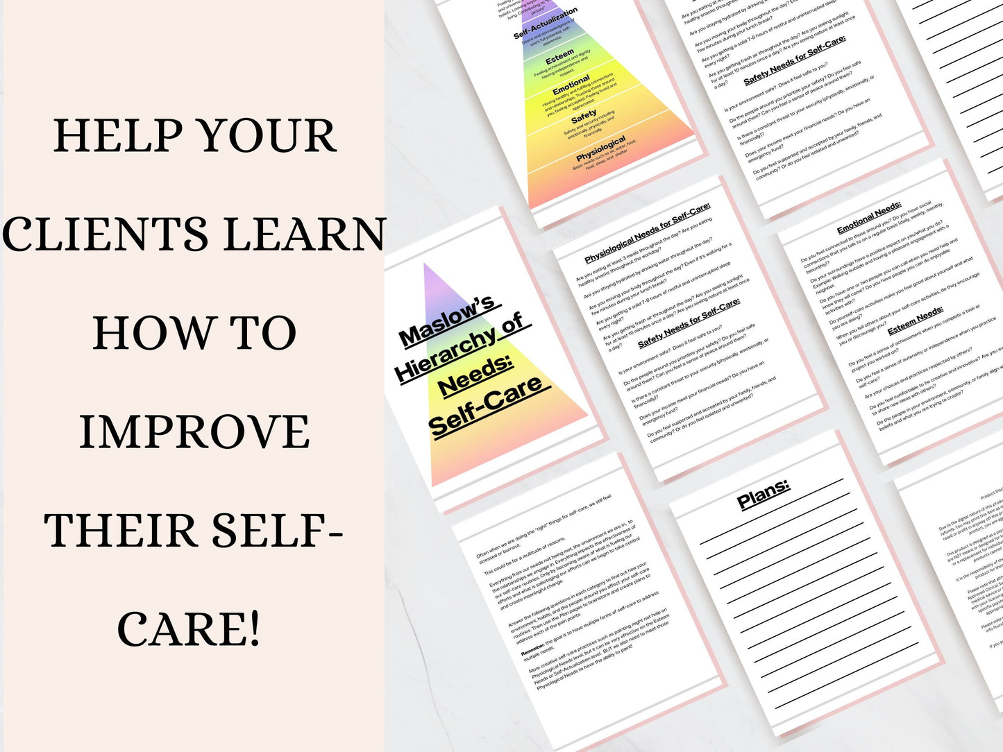 Maslow's Hierarchy of Needs: Self-Care (Digital PDF Packet)