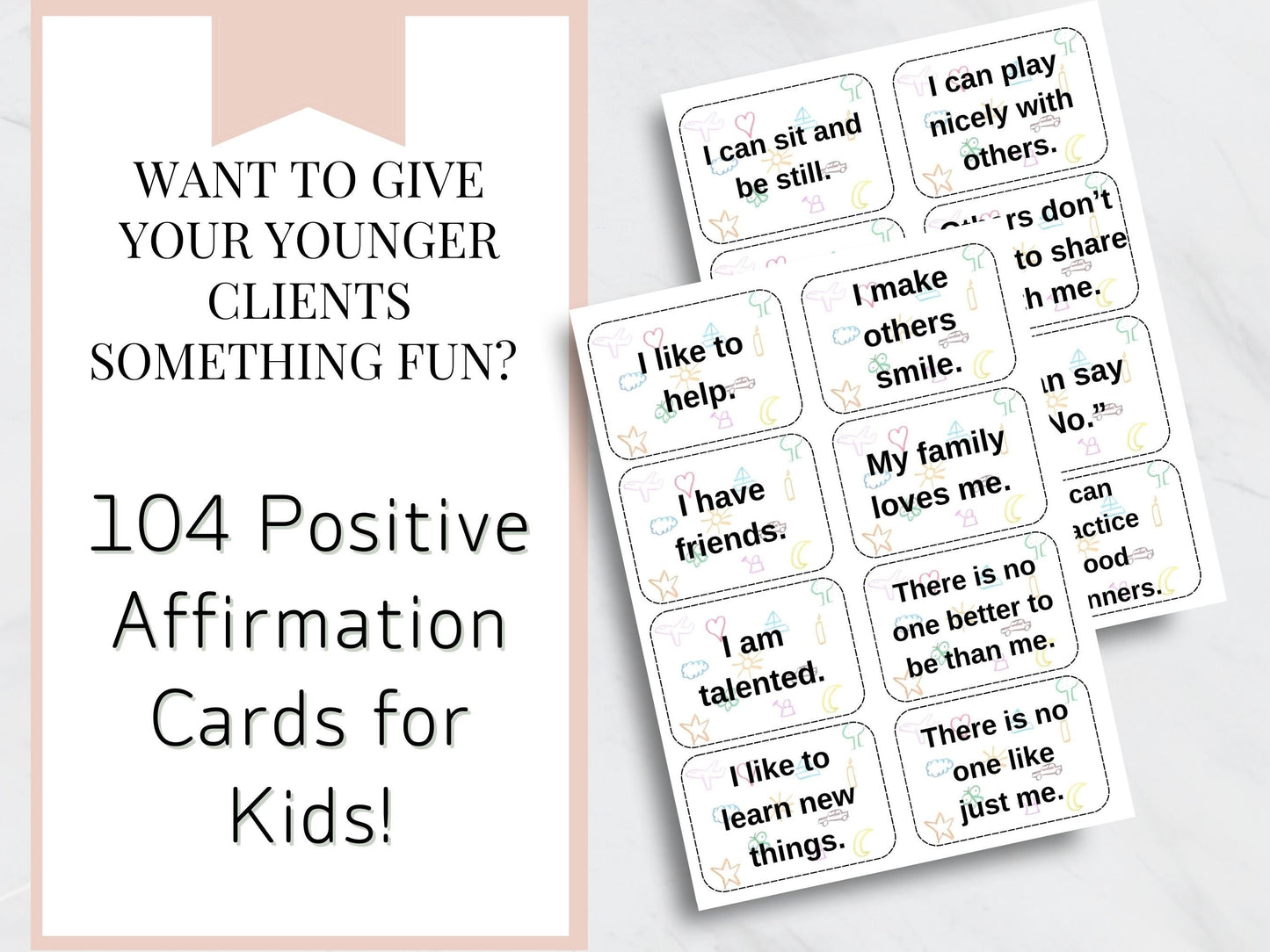 104 Positive Affirmation Cards for Kids- Digital PDF