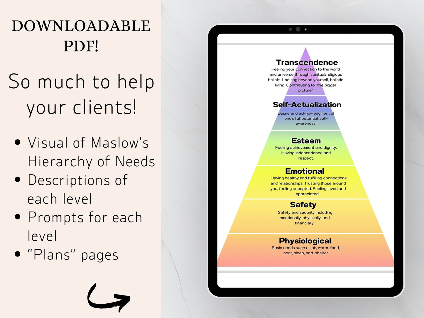 Maslow's Hierarchy of Needs: Self-Care (Digital PDF Packet)