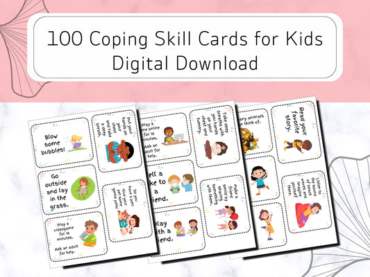 100 Coping Skill Cards for Kids- Digital PDF