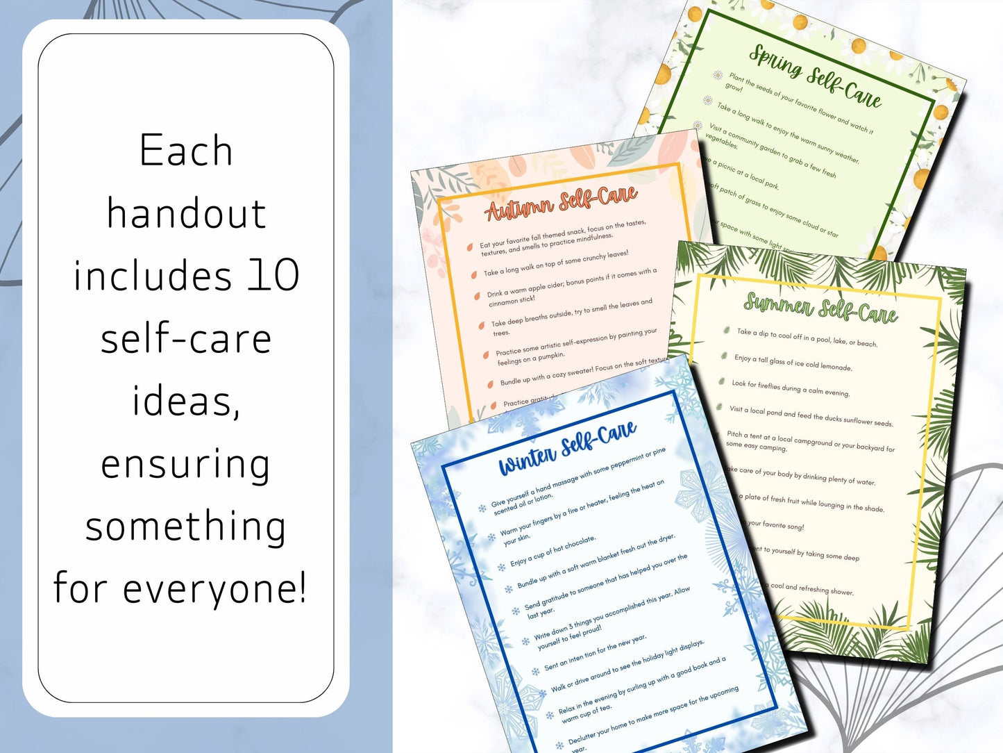 Seasonal Self-care Handouts-Digital Download