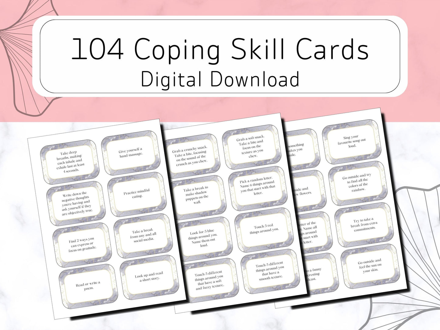 104 Coping Skill Cards- Digital PDF